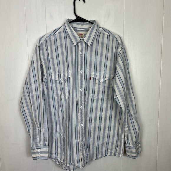 Levi’s Oversized Striped Button Down Shirt Sz M - Picture 2 of 7